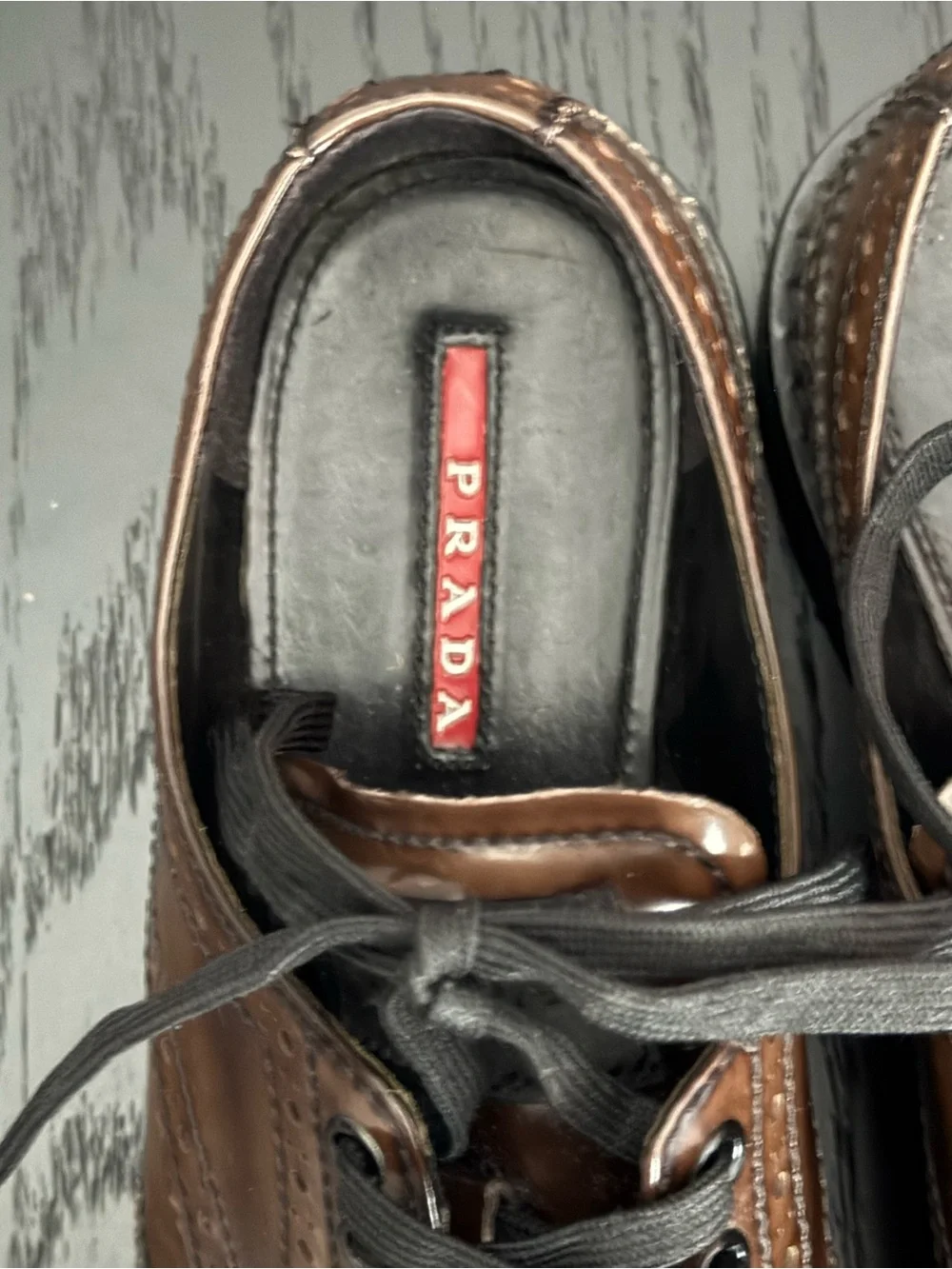 Prada Sport Brown Leather Brogue-Derby Shoes